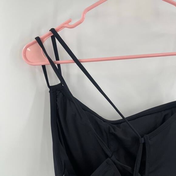 La Blanca Swimsuit Size 8 Black Goddess One Shoulder Strappy Back NWT Swim Beach - Picture 11 of 16
